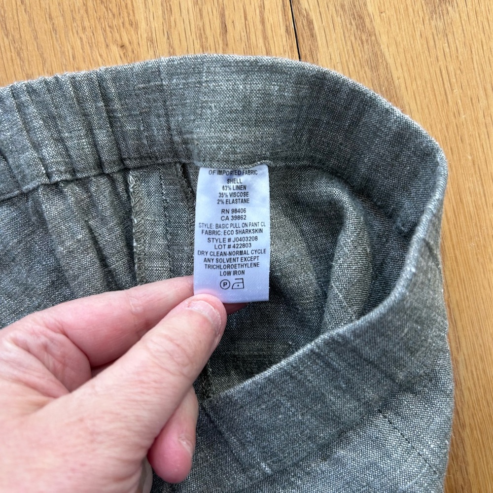 Theory Women's Size‎ 4 Eco Sharkskin Linen Blend Pull On Pants Gray Cropped - Picture 5 of 7